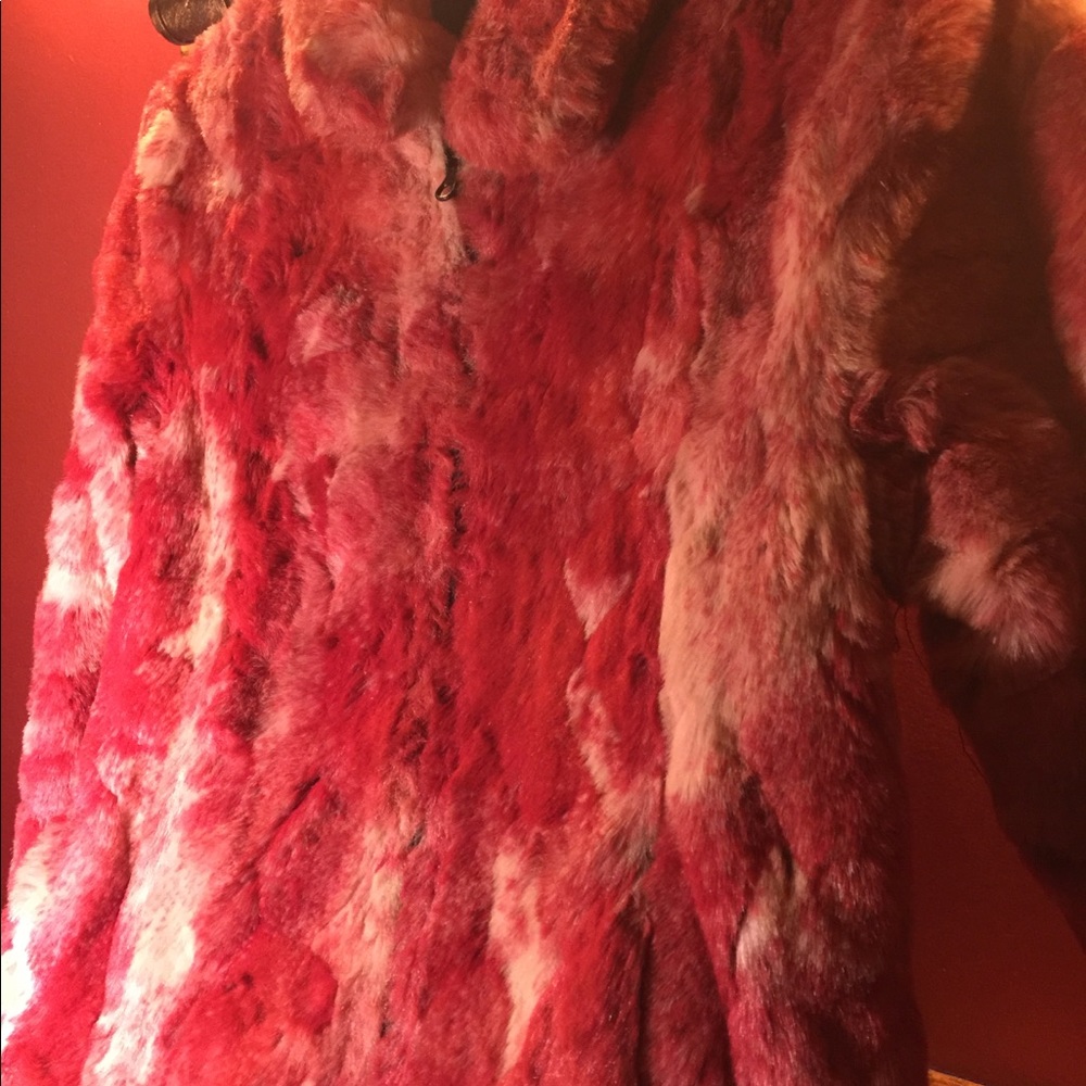 Hot pink & white faux fur jacket